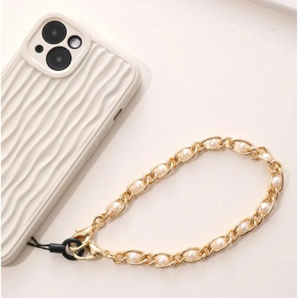 ✨🆕 Fake Pearls Cellphone Strap with Chain Design